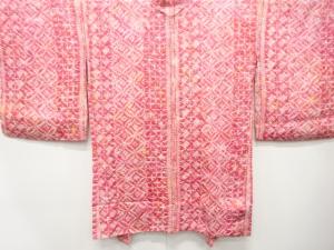 未使用品　本疋田　縞に七宝模様　長羽織